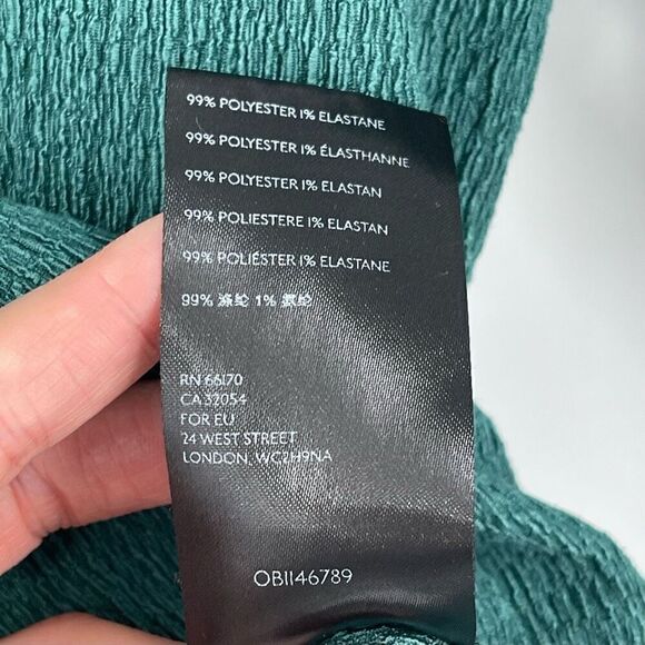 By Anthropologie Textured Crepe V-Neck Long Sleeve Top Green Women Small - Picture 6 of 6